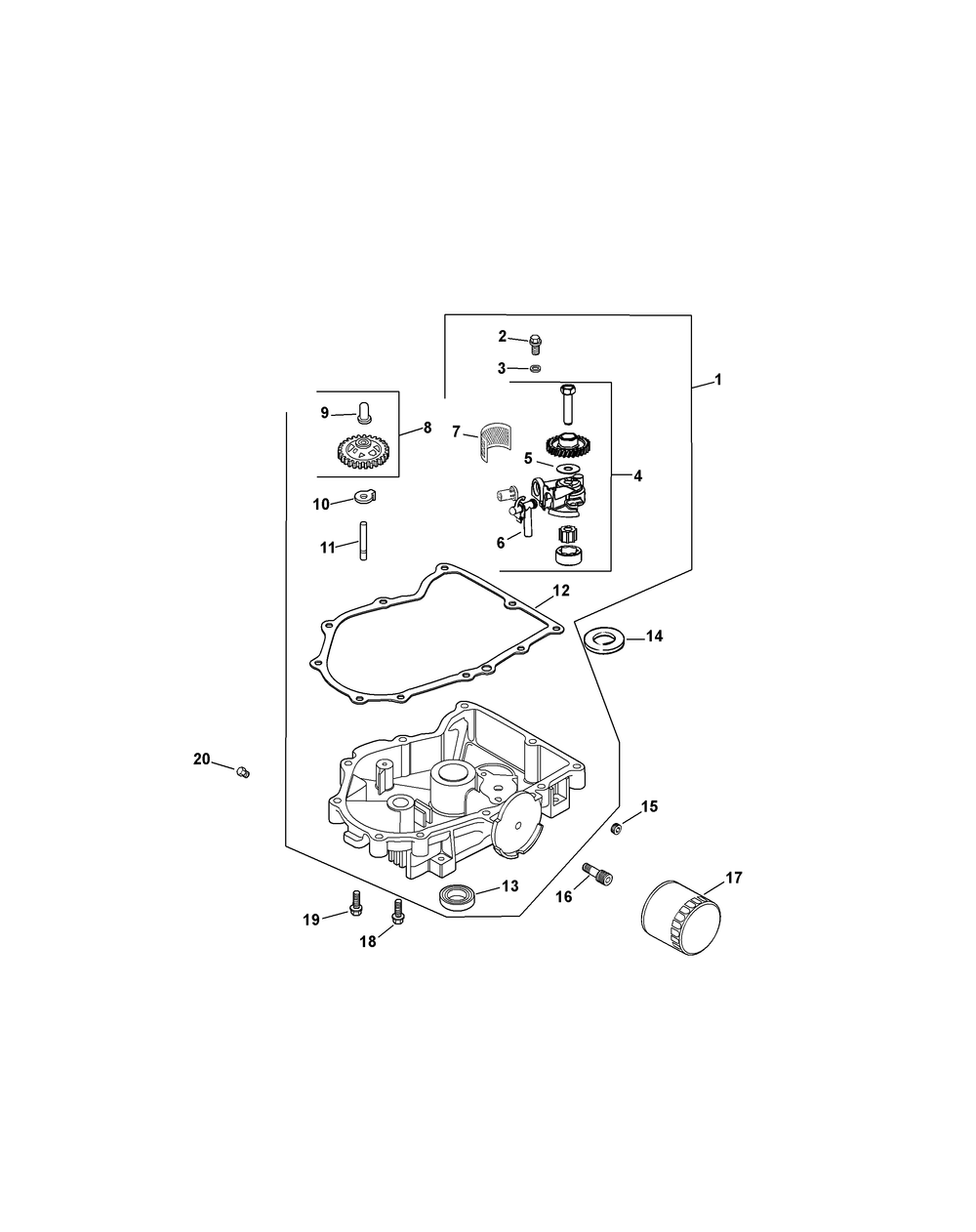 Kohler Cv730-3130 Oil Pan And Lubrication Diagram and Parts List for L48-KH (53AH8CTB050-25HP)(2011) Cub Cadet Lawn Tractor